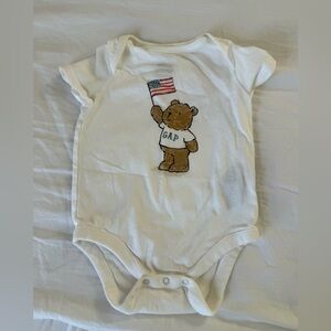GAP Baby Onesie with Bear and Flag